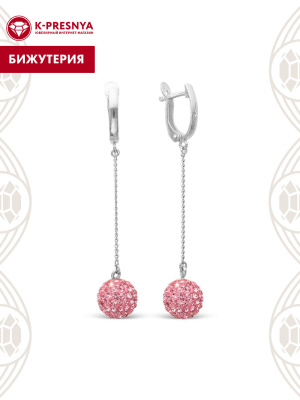 Серьги бижутерия, покрытие - серебрение, вставка - стекло ювелирное