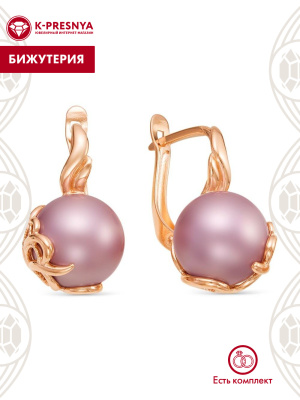 Серьги бижутерия, покрытие - золочение, вставка - имитация жемчуга