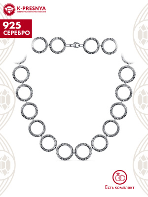 Колье серебро 925 пробы, покрытие - оксидирование, без вставок