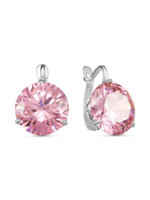 Серьги бижутерия, покрытие - серебрение, вставка - фианит (недрагоценный камень)