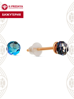 Серьги бижутерия, покрытие - золочение, вставка - стекло ювелирное preciosa