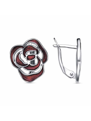 Серьги бижутерия, покрытие - платинирование, отделка - эмаль, без вставок