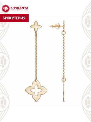 Серьги бижутерия, покрытие - золочение, без вставок