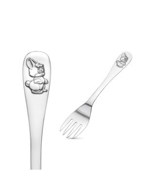 Вилка "зайчик" серебро 925 пробы, покрытие - оксидирование, без вставок