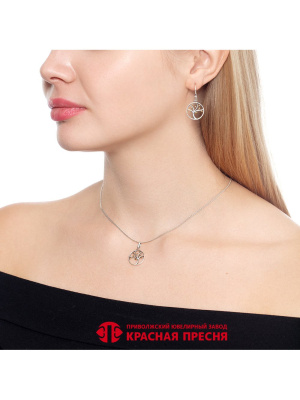 Серьги серебро 925 пробы, покрытие - оксидирование, выборочное золочение, без вставок