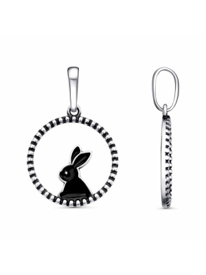 Подвеска бижутерия, покрытие - серебрение с оксидированием, отделка - эмаль, без вставок