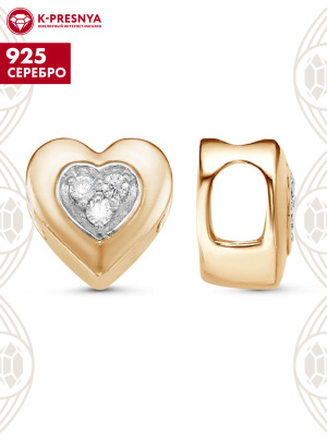 Подвеска серебро 925 пробы, покрытие - золочение, выборочное родирование, вставка - фианит (недрагоценный камень)