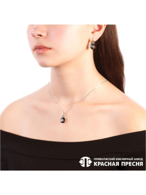 Подвеска серебро 925 пробы, покрытие - родирование, вставка - искусственный дымчатый кварц