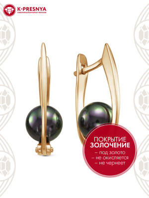 Серьги бижутерия, покрытие - золочение, вставка - имитация жемчуга