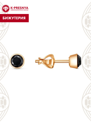 Серьги бижутерия, покрытие - золочение, вставка - стекло ювелирное preciosa