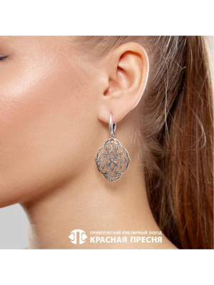 Серьги серебро 925 пробы, покрытие - оксидирование, без вставок