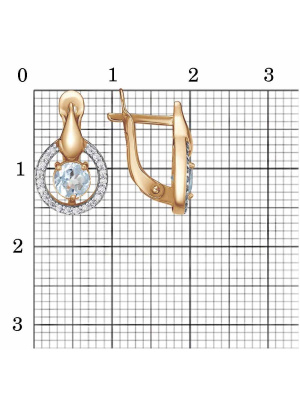 Серьги серебро 925 пробы, покрытие - золочение, выборочное родирование