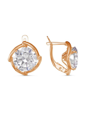 Серьги бижутерия, покрытие - золочение, вставка - фианит (недрагоценный камень)