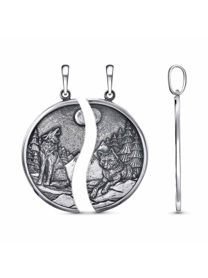 Подвеска бижутерия, покрытие - серебрение с оксидированием, без вставок