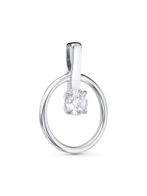 Подвеска серебро 925 пробы, покрытие - родирование, вставка - фианит (недрагоценный камень)