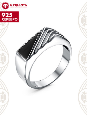 Кольцо серебро 925 пробы, покрытие - оксидирование, отделка - эмаль, без вставок
