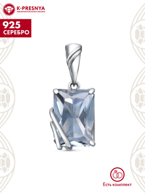Подвеска серебро 925 пробы, покрытие - оксидирование, вставка - искусственный дымчатый кварц
