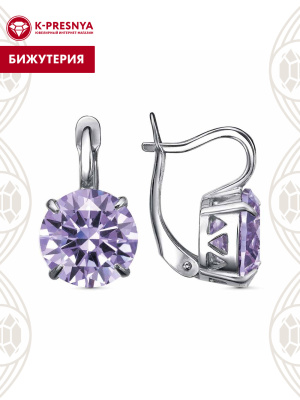 Серьги бижутерия, покрытие - серебрение с оксидированием, вставка - фианит (недрагоценный камень)