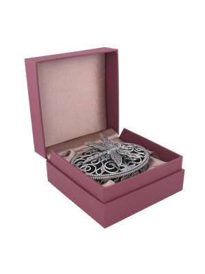 Шкатулка "стрекоза" бижутерия, покрытие - серебрение с оксидированием, без вставок