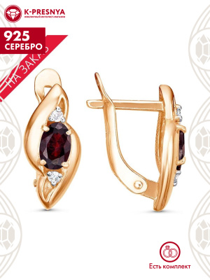 Серьги серебро 925 пробы, покрытие - золочение, выборочное родирование