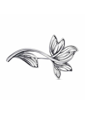 Брошь бижутерия, покрытие - серебрение с оксидированием, без вставок