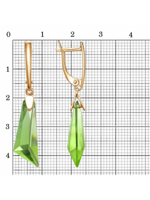 Серьги бижутерия, покрытие - золочение, вставка - стекло ювелирное собственной огранки