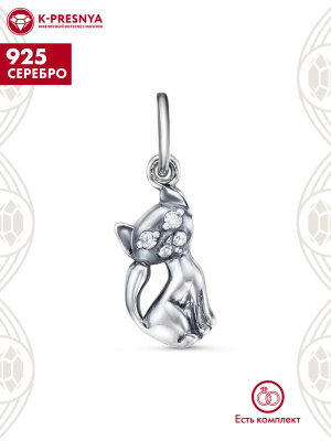 Подвеска серебро 925 пробы, покрытие - оксидирование, вставка - фианит (недрагоценный камень)