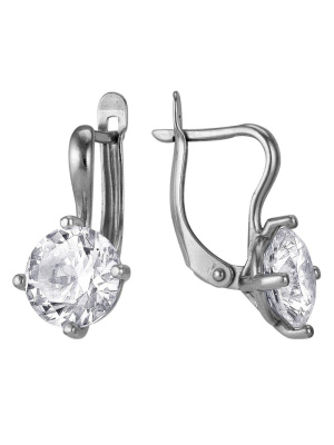 Серьги бижутерия, покрытие - серебрение с оксидированием, вставка - фианит (недрагоценный камень)