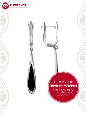 Серьги бижутерия, покрытие - платинирование, отделка - эмаль, без вставок