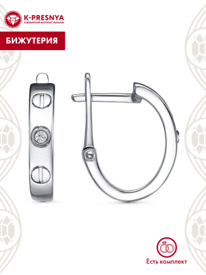 Серьги бижутерия, покрытие - платинирование, вставка - стекло ювелирное preciosa