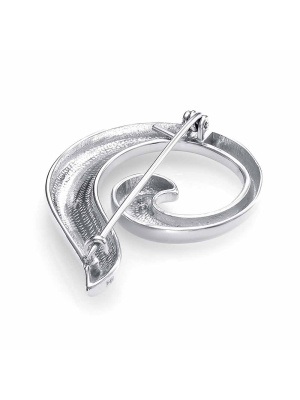 Брошь бижутерия, покрытие - платинирование, без вставок