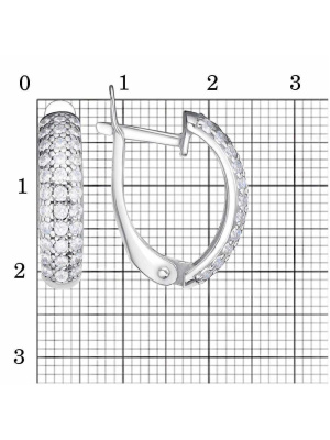 Серьги серебро 925 пробы, покрытие - родирование, вставка - фианит (недрагоценный камень)