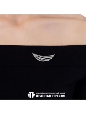 Брошь серебро 925 пробы, покрытие - платинирование, отделка - алмазная грань, без вставок
