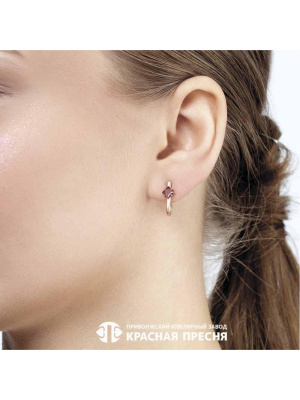 Серьги серебро 925 пробы, покрытие - золочение, вставка - фианит (недрагоценный камень)