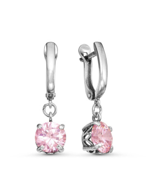 Серьги бижутерия, покрытие - серебрение с оксидированием, вставка - фианит (недрагоценный камень)