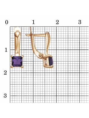 Серьги серебро 925 пробы, покрытие - золочение, вставка - аметист (полудрагоценный камень)