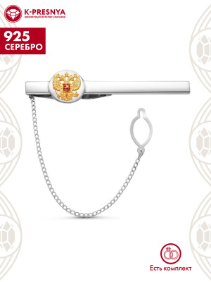 Зажим серебро 925 пробы, покрытие - оксидирование, выборочное золочение, отделка - эмаль, без вставок