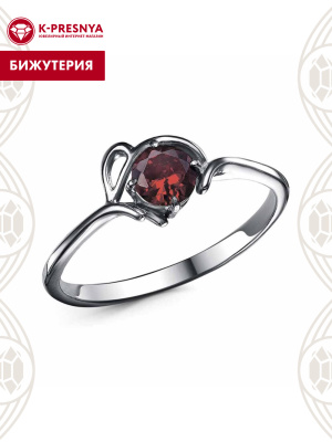 Кольцо бижутерия, покрытие - серебрение с оксидированием, вставка - фианит (недрагоценный камень)