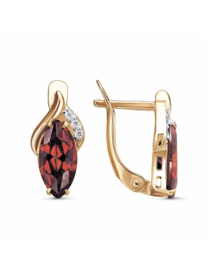 Серьги серебро 925 пробы, покрытие - золочение, выборочное родирование, вставка - фианит (недрагоценный камень)