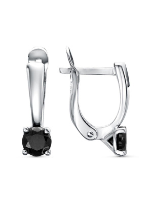 Серьги серебро 925 пробы, покрытие - родирование, вставка - фианит (недрагоценный камень)