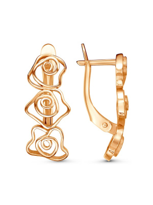 Серьги серебро 925 пробы, покрытие - золочение, без вставок