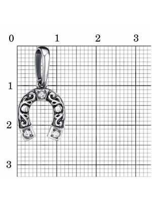 Подвеска серебро 925 пробы, покрытие - оксидирование, вставка - фианит (недрагоценный камень)