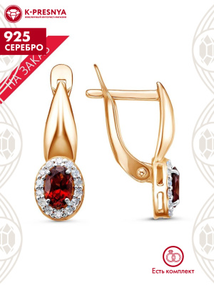 Серьги серебро 925 пробы, покрытие - золочение, выборочное родирование