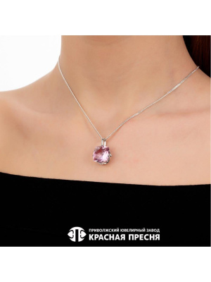 Подвеска серебро 925 пробы, покрытие - родирование, вставка - искусственный турмалин