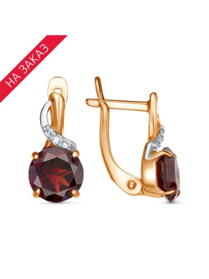 Серьги серебро 925 пробы, покрытие - золочение, выборочное родирование