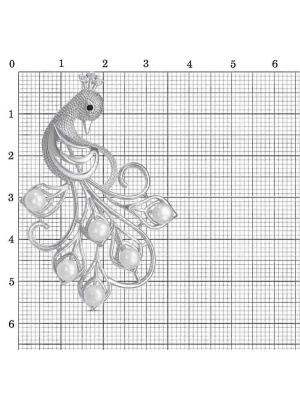 Брошь серебро 925 пробы, покрытие - родирование, вставка - культивированный жемчуг, фианит (недрагоценный камень)