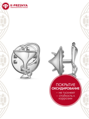 Значок серебро 925 пробы, покрытие - оксидирование, без вставок