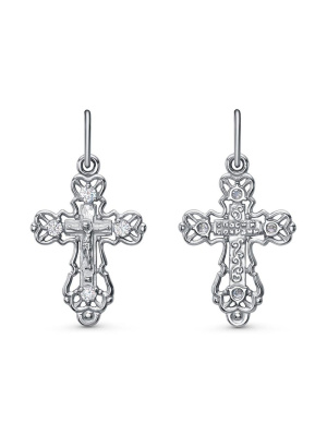 Подвеска серебро 925 пробы, покрытие - родирование, вставка - фианит (недрагоценный камень)