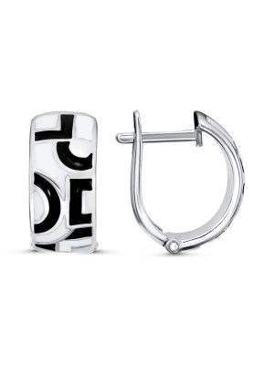 Серьги бижутерия, покрытие - серебрение, отделка - эмаль, без вставок