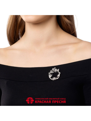 Брошь серебро 925 пробы, покрытие - оксидирование, без вставок